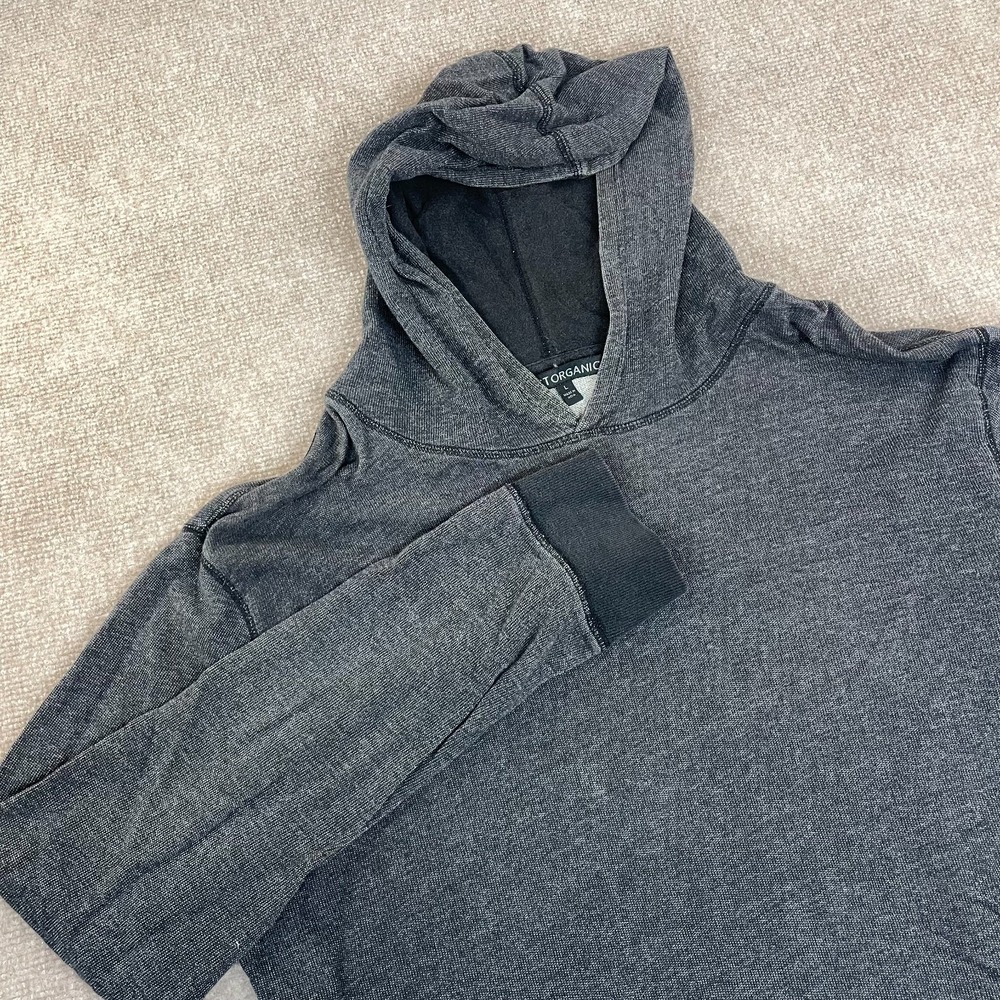 Pact Hoodie Mens‎ Large Heathered Gray Organic Cotton Ribbed French Terry Lined